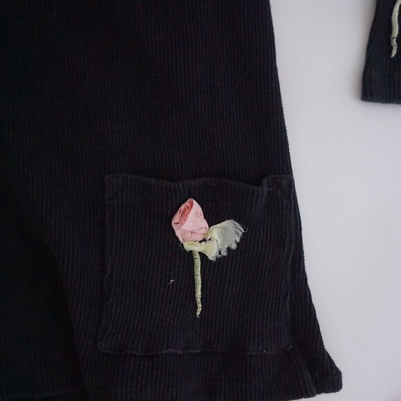 Vintage Maureene Keene Black Knit 3D Floral Vine Pullover Tunic One Size - Picture 5 of 10